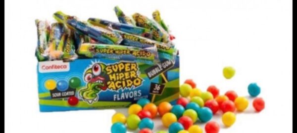 حلوى لبان حامض بنكهات متعددة (الفراولة ، الكرز، البرتقال، التوت الازرق)